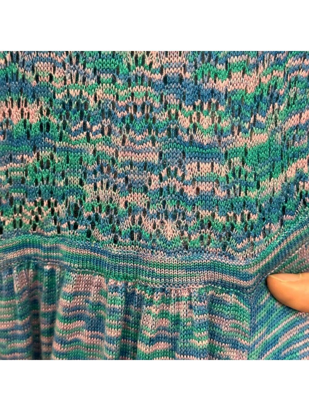 Free People Blue Green Space Dyed Henley Midi Long Sweater Cardigan- Size XS - Picture 7 of 7